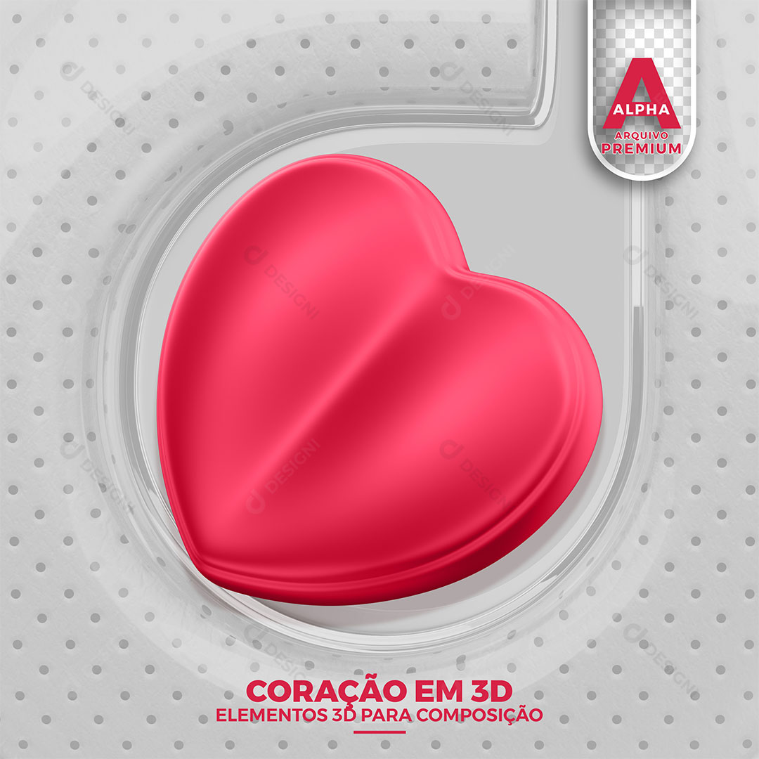 Coração Elemento 3D Para Composição PNG Transparente
