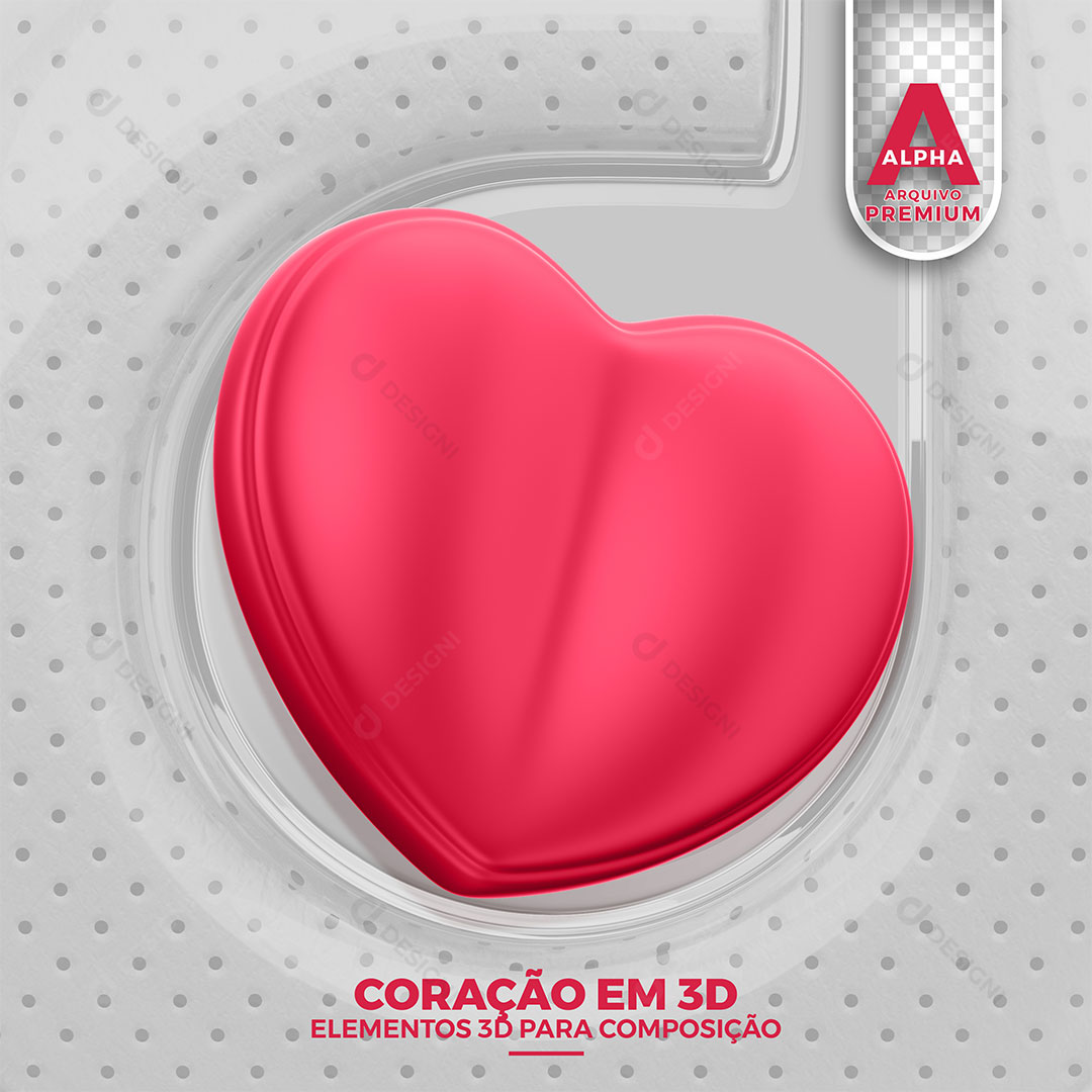 Coração Elemento 3D Para Composição PNG Transparente
