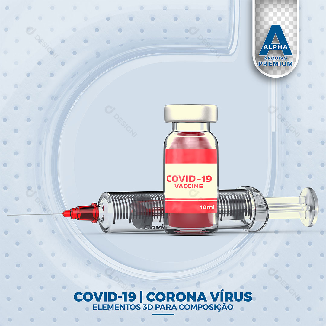 Seringa E Ampola Covid-19 Elemento 3D PNG Transparente