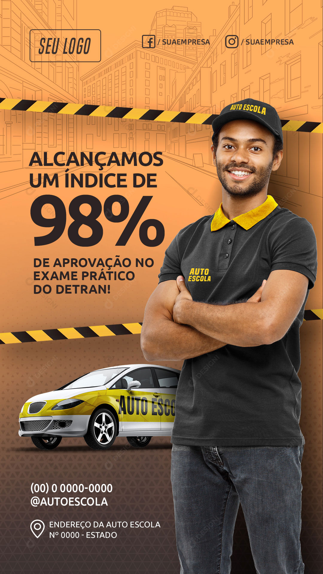 Story CNH Auto Escola Alcançamos um Indíce de 98% Media PSD Editável