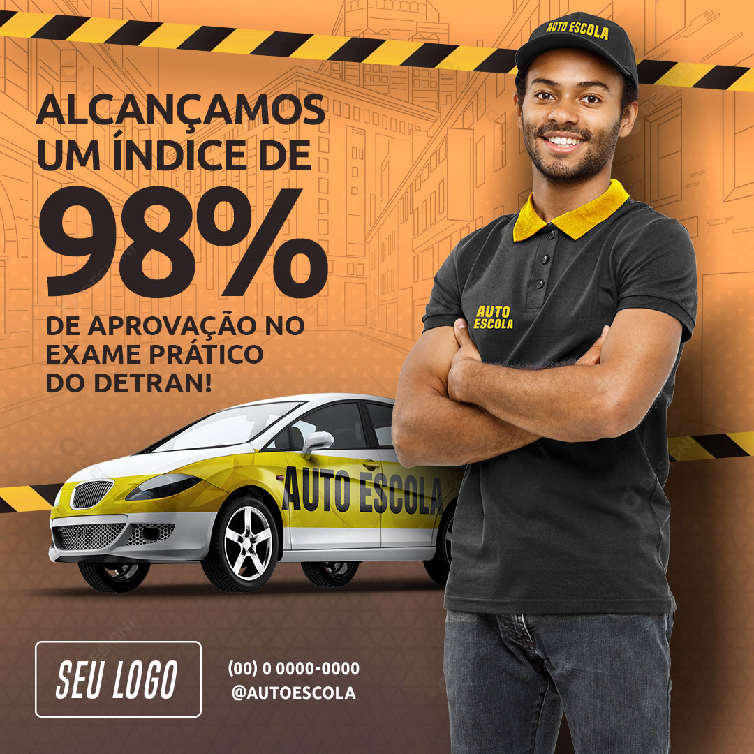 CNH Auto Escola Alcançamos um Indíce de 98% Media PSD Editável