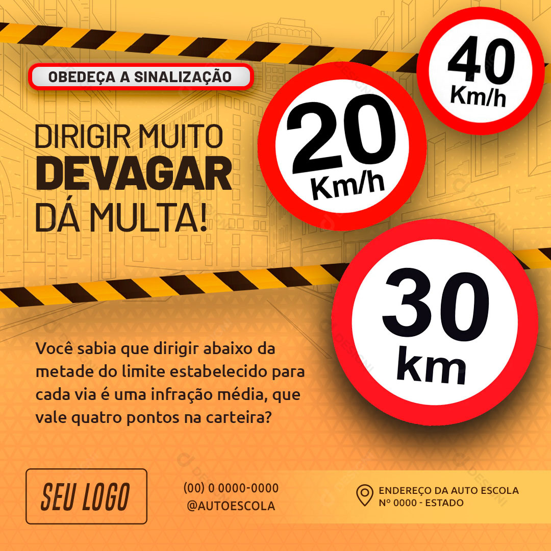 CNH Auto Escola Dirigir Muito Devagar Da Multa Social Media PSD Editável