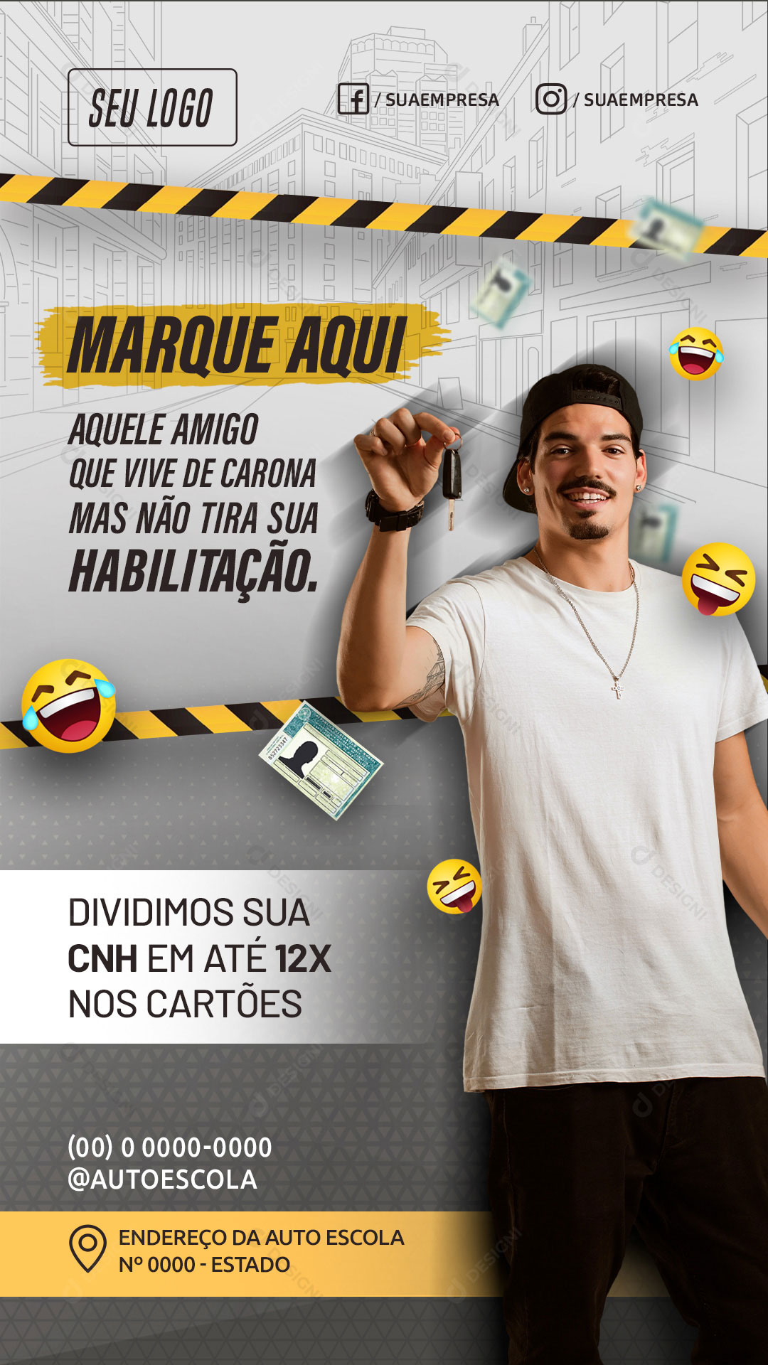 Story CNH Auto Escola Marque Aqui Social Media Editable PSD