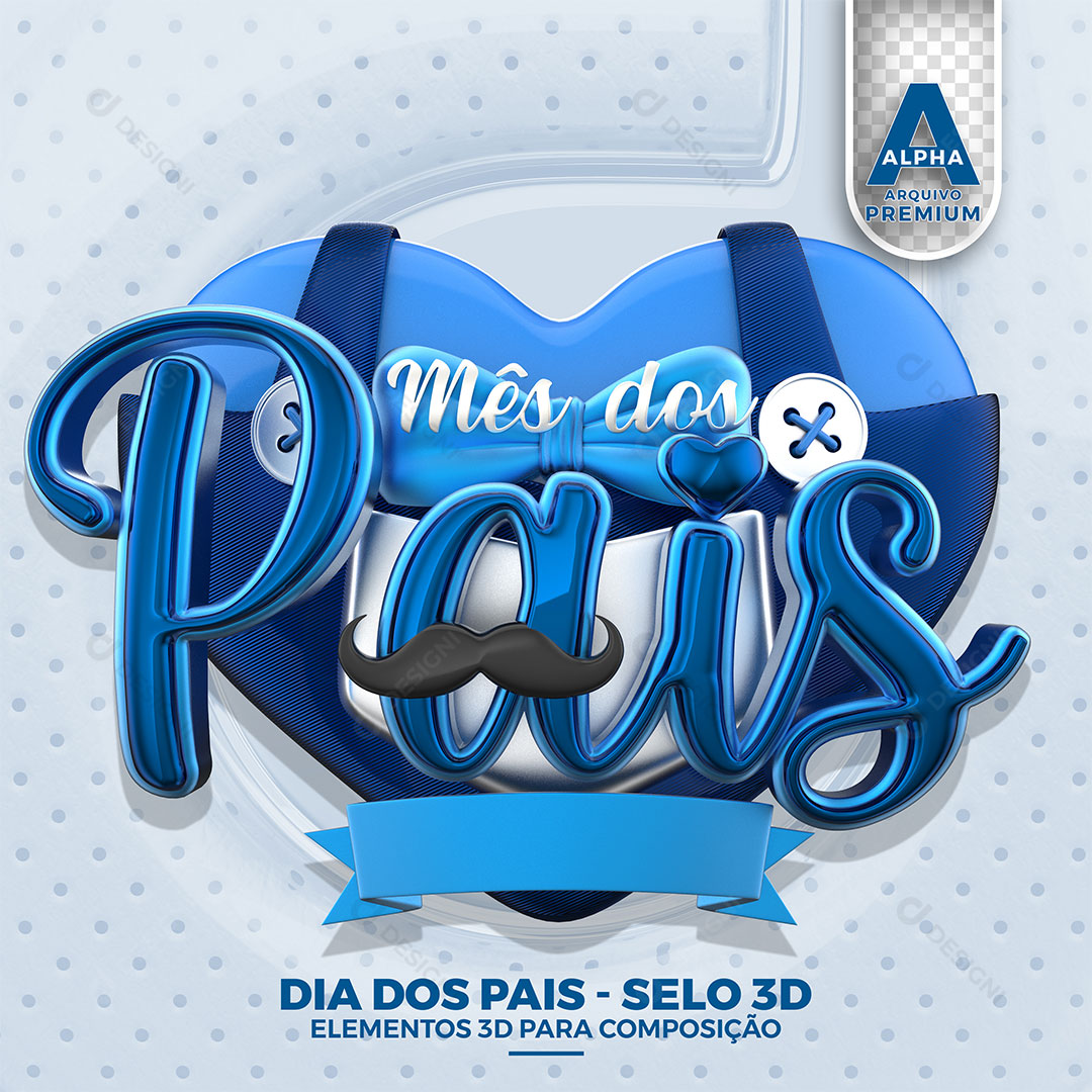 Father's Month Stamp 3D Transparent PNG No Background