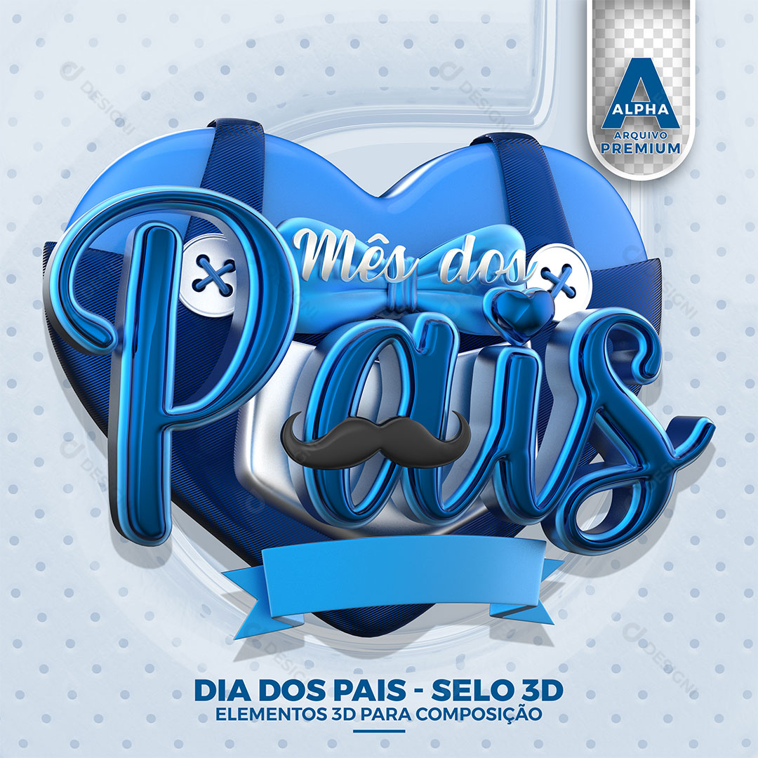 Mês dos Pais Selo 3D PNG Transparente Sem Fundo
