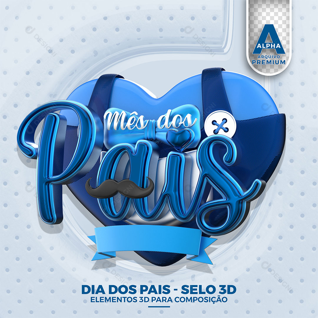 Mês dos Pais Selo 3D PNG Transparente Sem Fundo