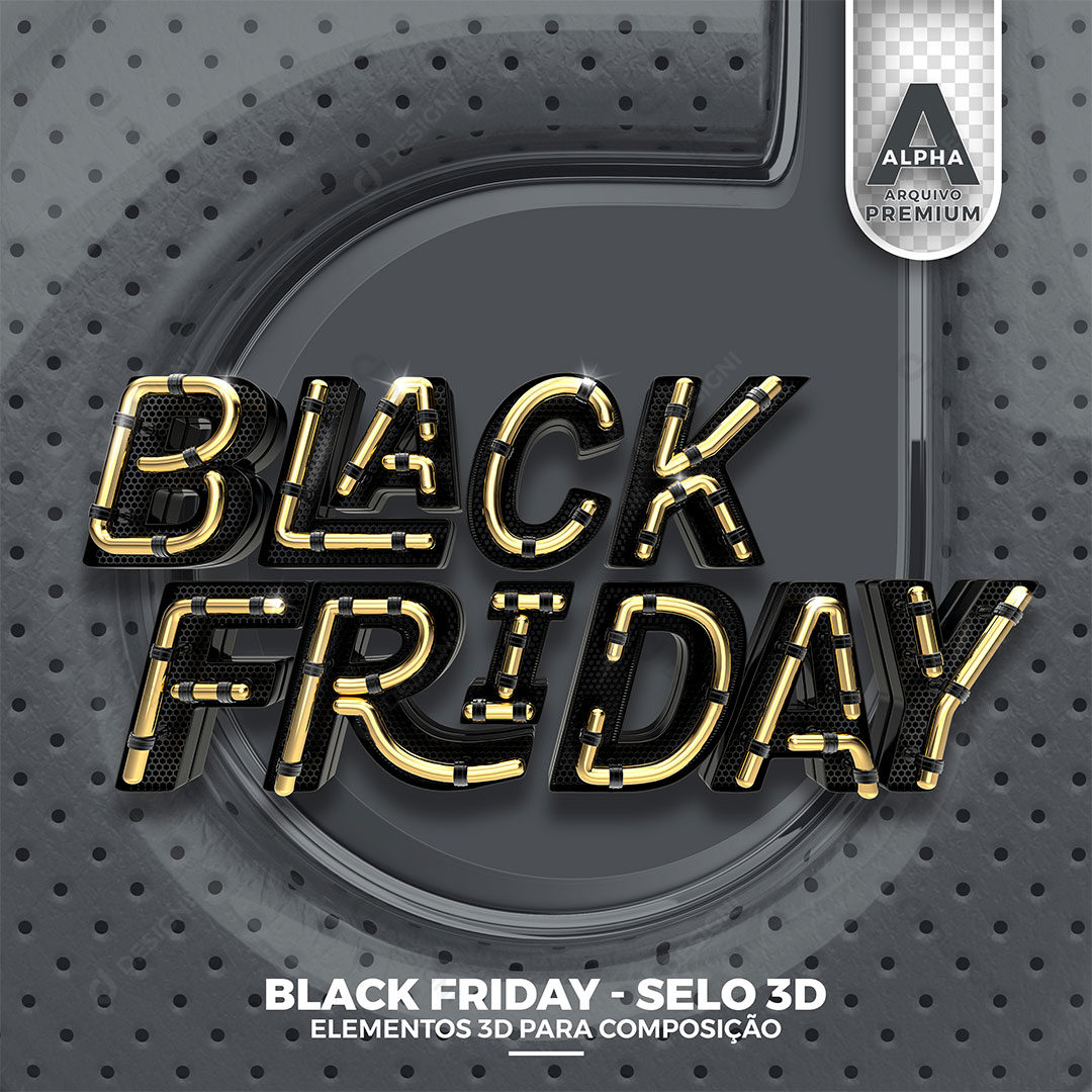 Black Friday Selo 3D Para Composição PNG Transparente Sem Fundo