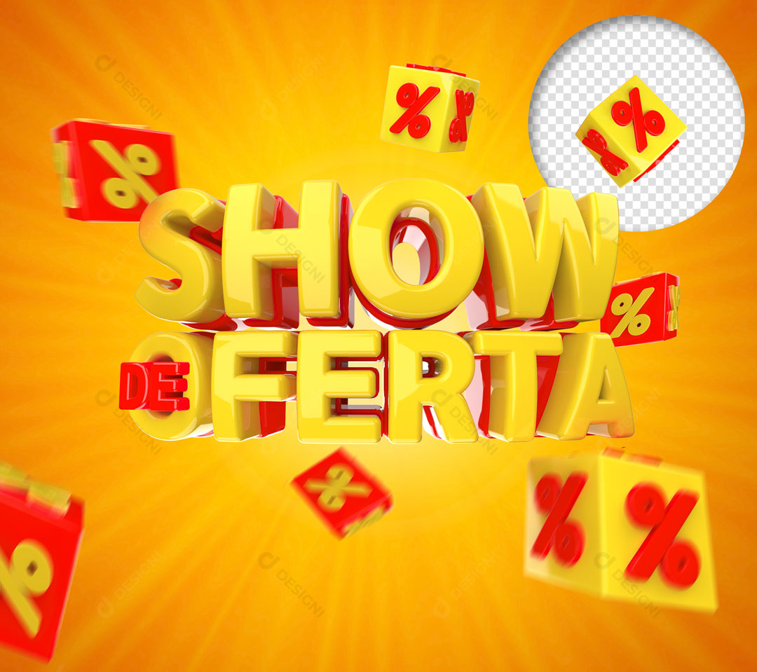 Show De Ofertas Selo 3D PSD + PNG Transparente