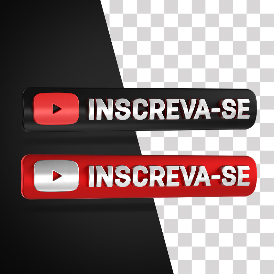 Botão 3D YouTube Inscreva-se PNG Transparente Sem Fundo