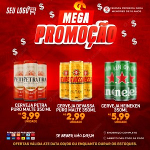 Distribuidora Mega Promoção Cerveja Bebidas Social Media PSD Editável