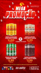Mini Encarte Mega Promoção Cerveja Bebidas Social Media PSD Editável