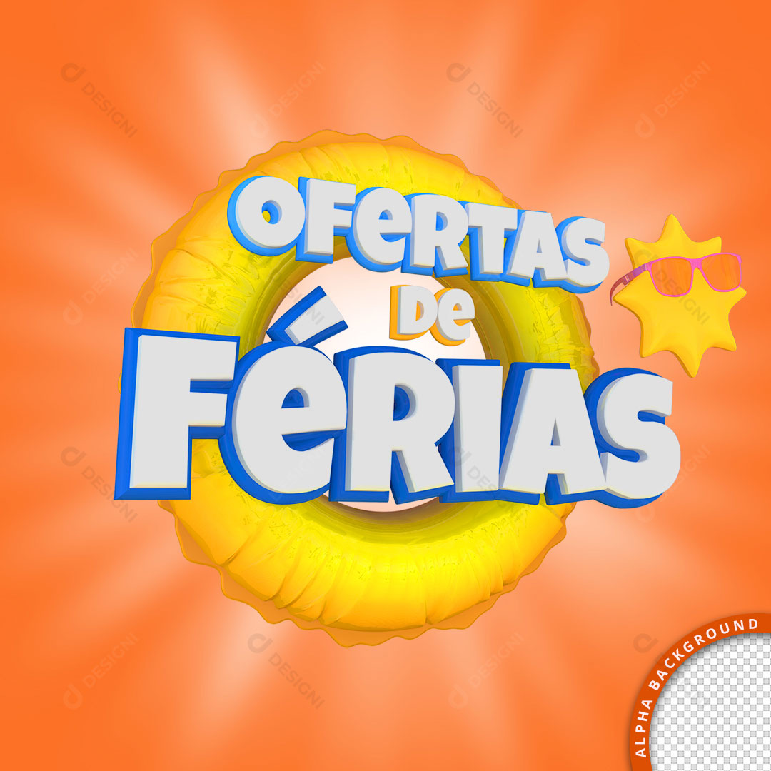 Ofertas de Férias Selo 3D PNG Transparente