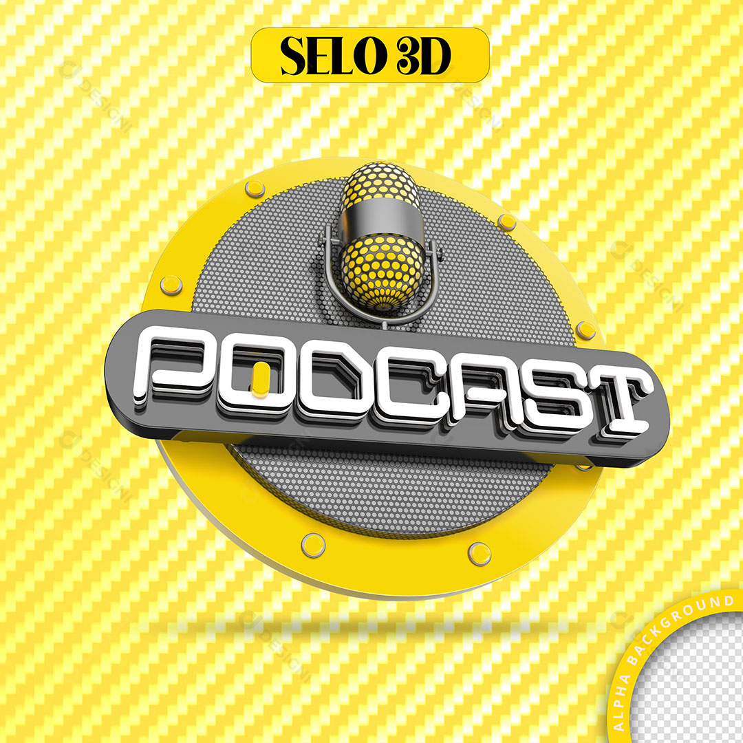 PodCast Youtube Selo 3D Elemento Para Composição PNG Transparente
