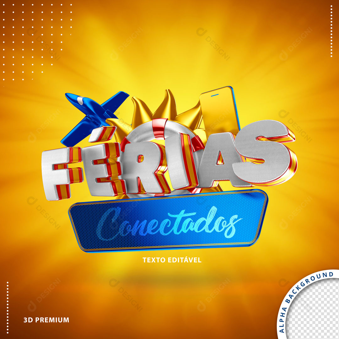 Ferias Conectados Selo 3D PSD Editável