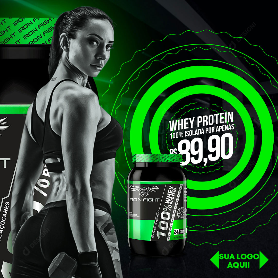 Academia Produto Wey Protein Social Media PSD Editável