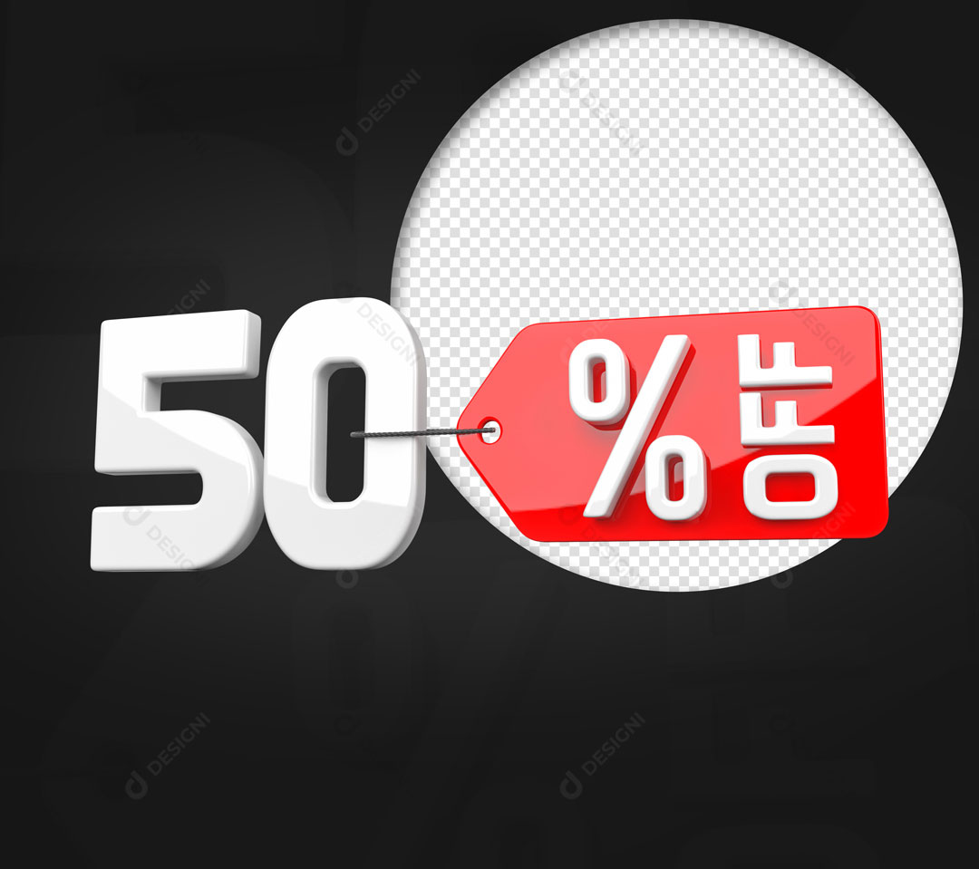 Texto 3D 50% Off PNG Transparente