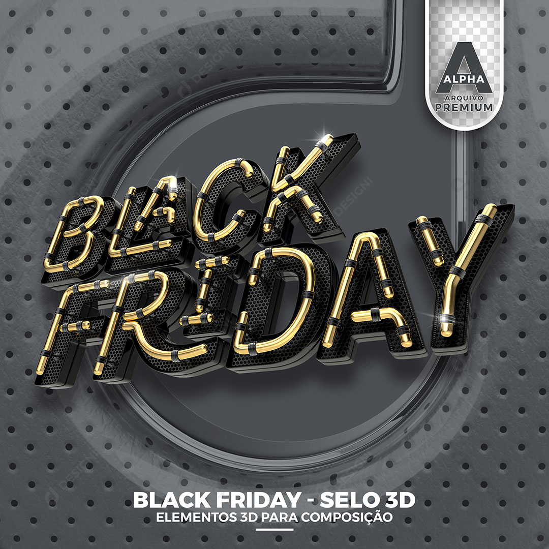Black Friday Selo 3D Para Composição PSD