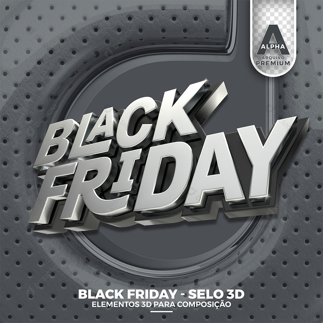 Black Friday Selo 3D Para Composição PSD