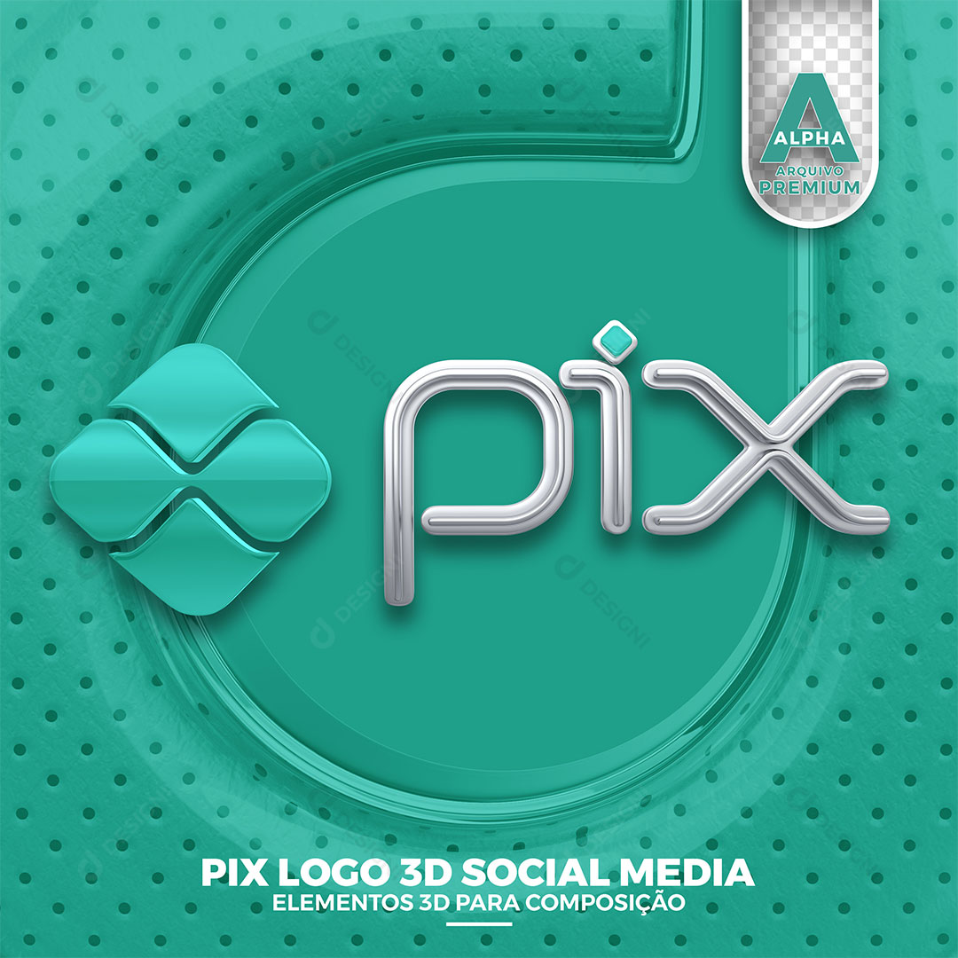 Pix Logo 3D Elemento Para Composição PNG Transparente
