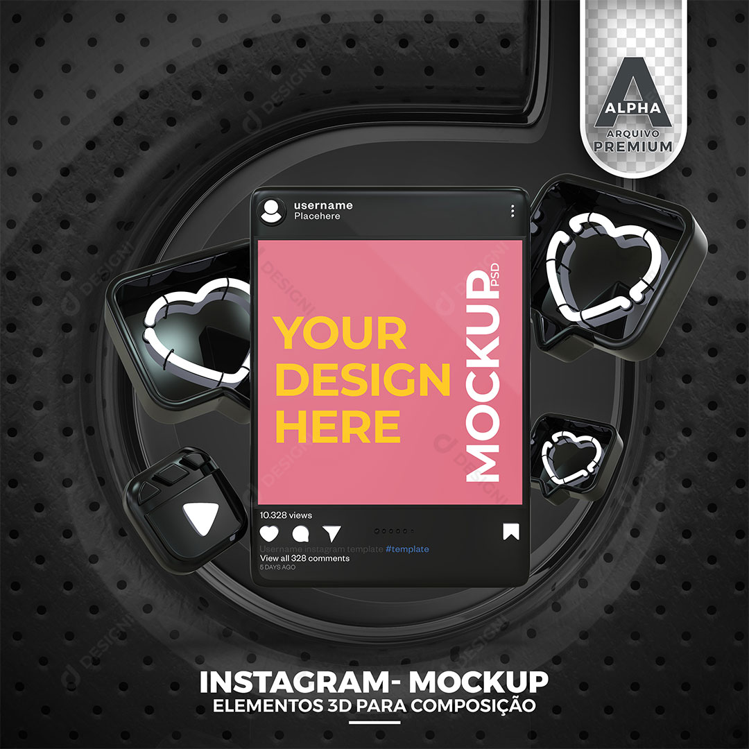 Mockup de Celular Redes Sociais Instagram Elemento PSD Editável