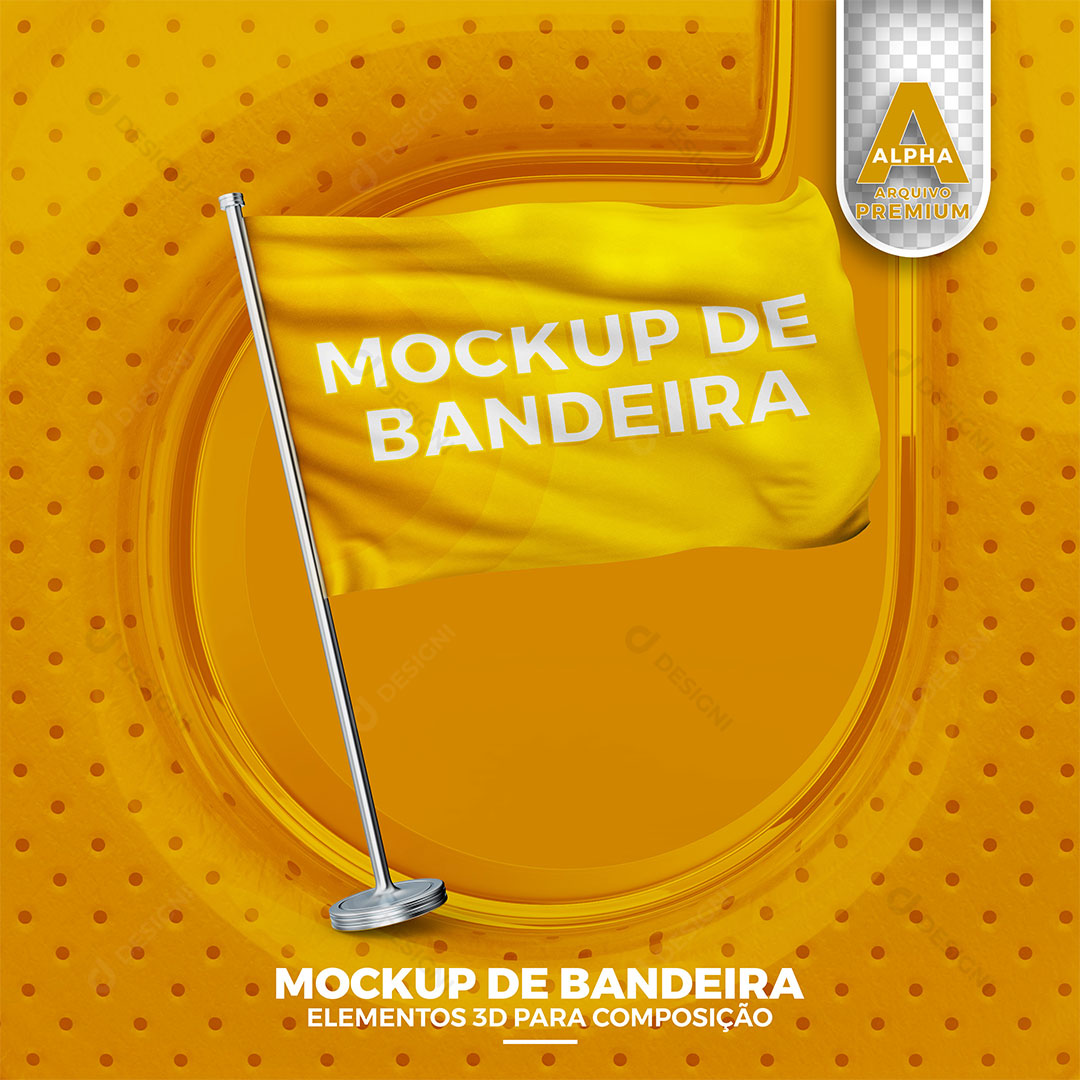 Mockup de Bandeira Elemento 3D PSD Editável