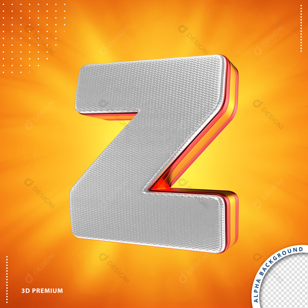 Alfabeto Letra Z em 3D PSD