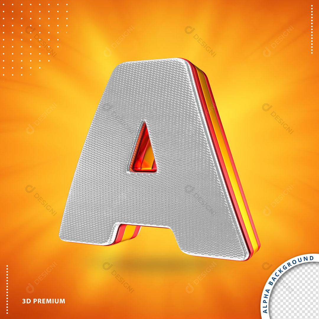 Alfabeto Letra A em 3D PSD