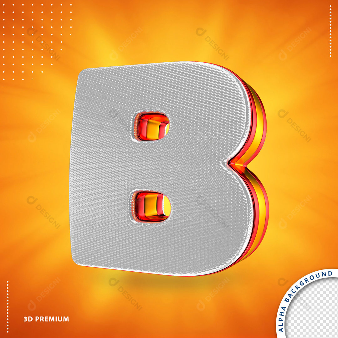Alfabeto Letra B em 3D PSD