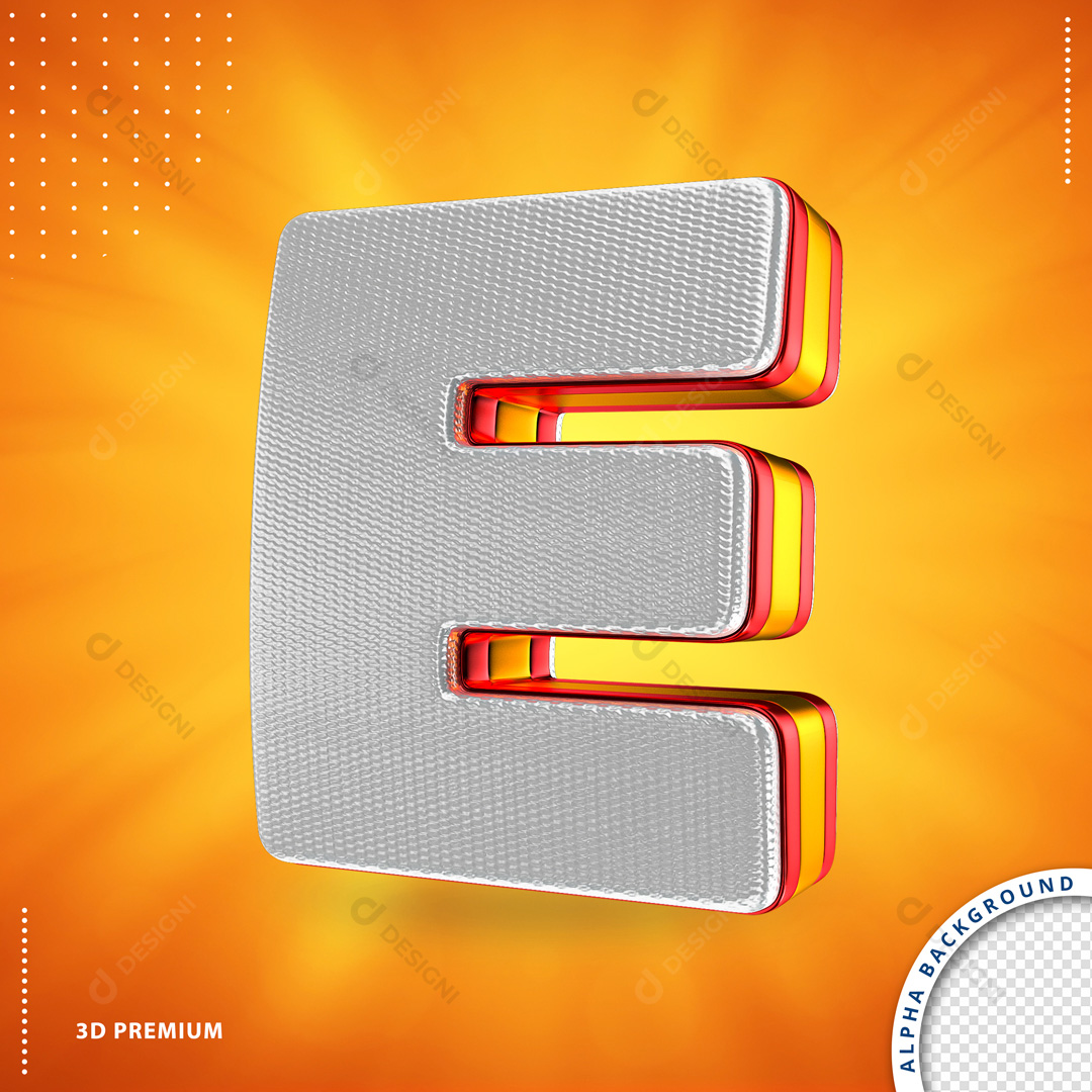 Alfabeto Letra E em 3D PSD