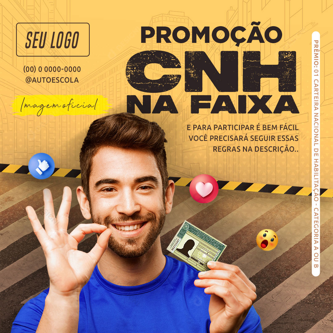 CNH Auto Escola Promoção CNH na Faixa Social Media PSD Editável