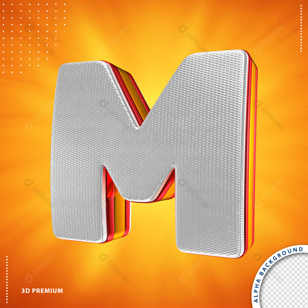 Alfabeto Letra M em 3D PSD