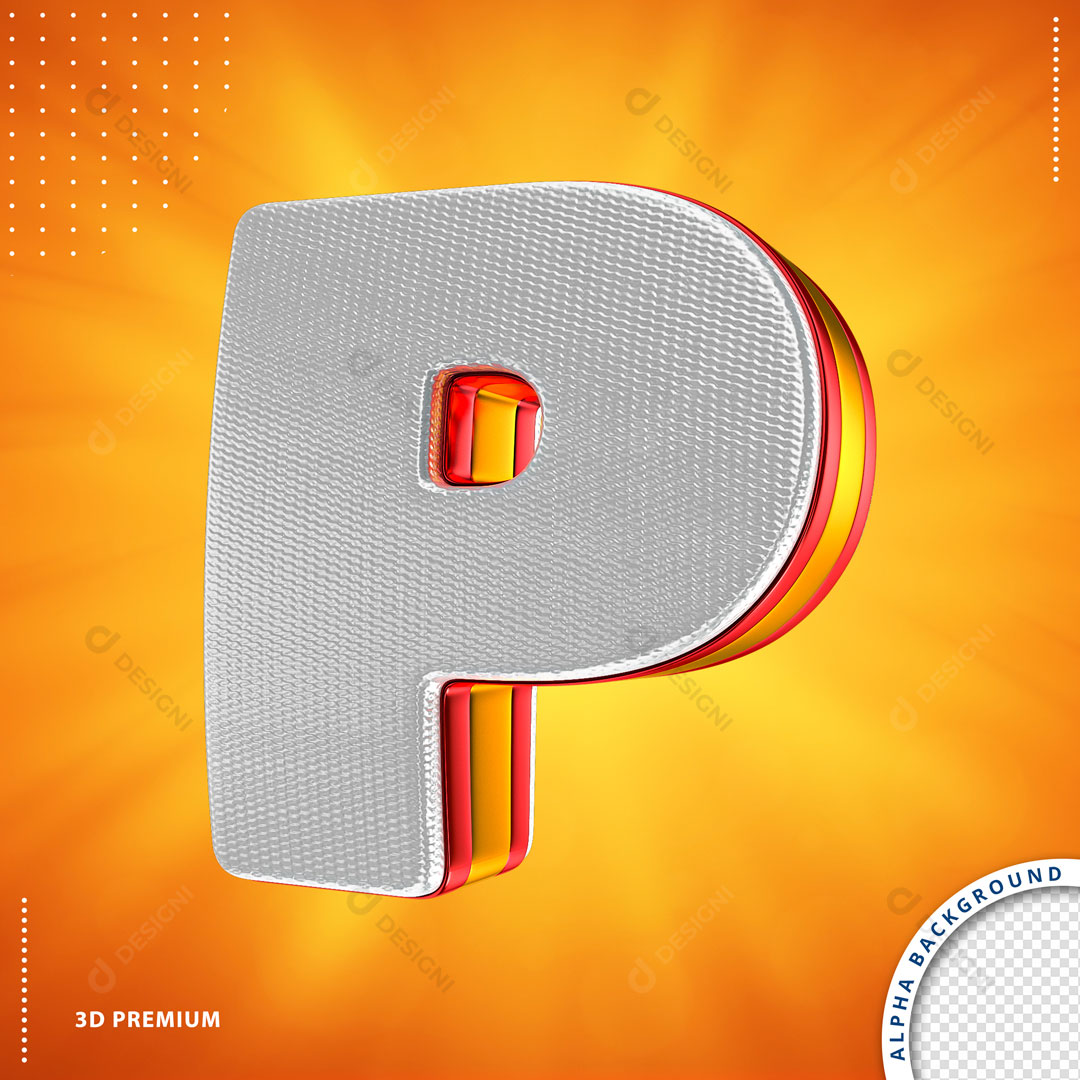 Alfabeto Letra P em 3D PSD