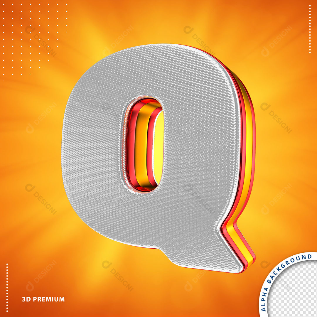 Alfabeto Letra Q em 3D PSD