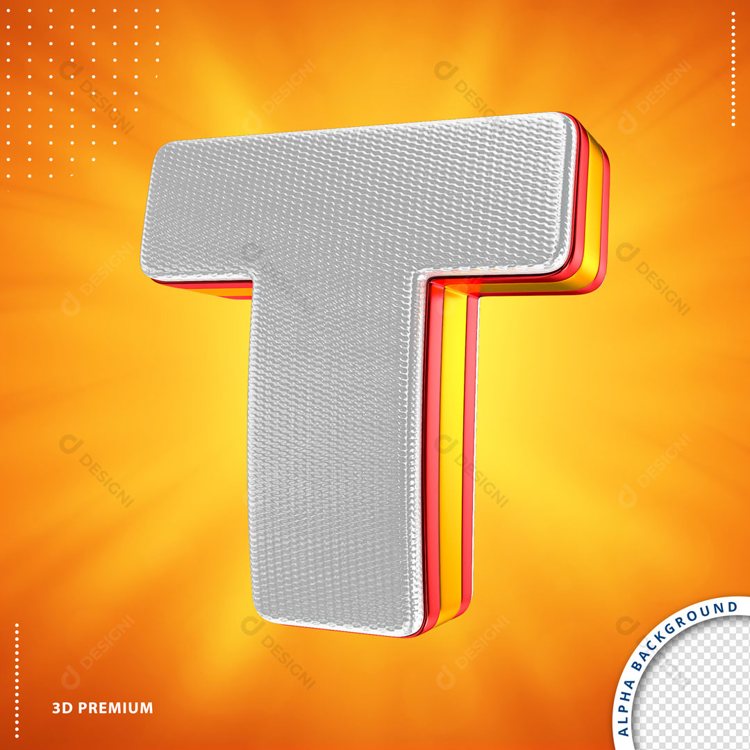 Alfabeto Letra T em 3D PSD