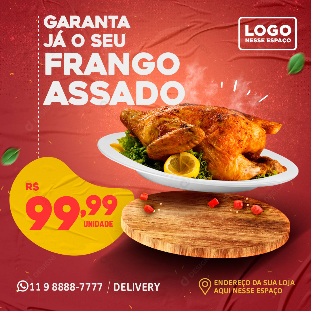 Frango Assado Restaurante Social Media PSD Editável