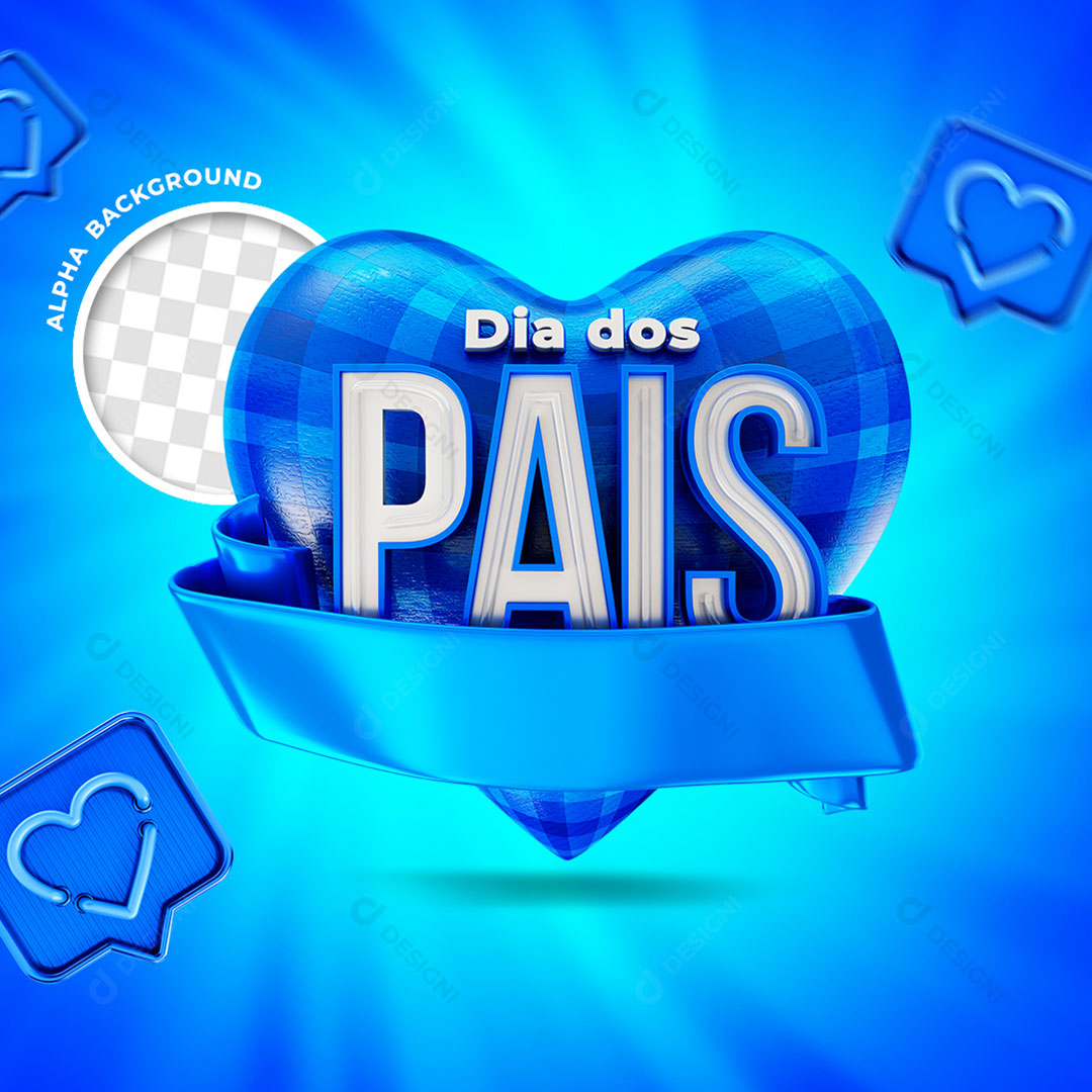 Dia dos Pais Selo 3D PSD + PNG Transparente