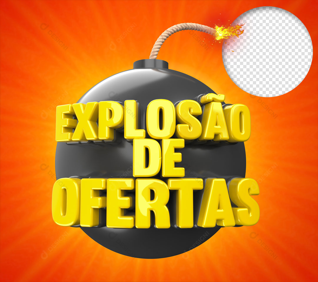 Explosão de Ofertas Selo 3D PNG Transparente