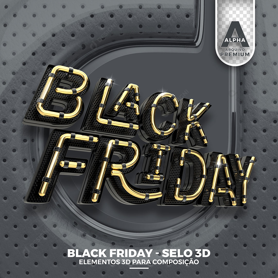 Black Friday Selo 3D Para Composição PSD