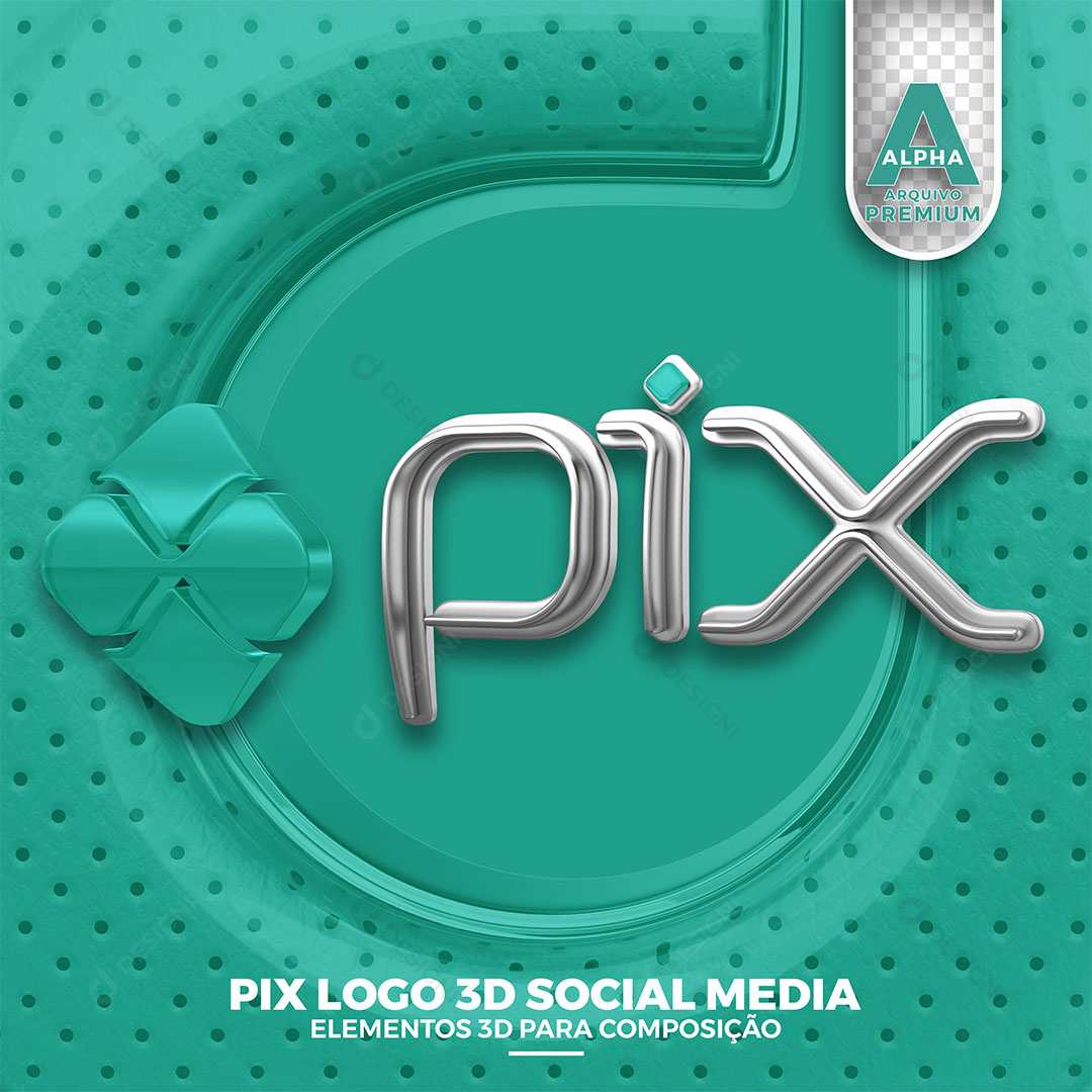 Pix Logo 3D Elemento Para Composição PNG Transparente