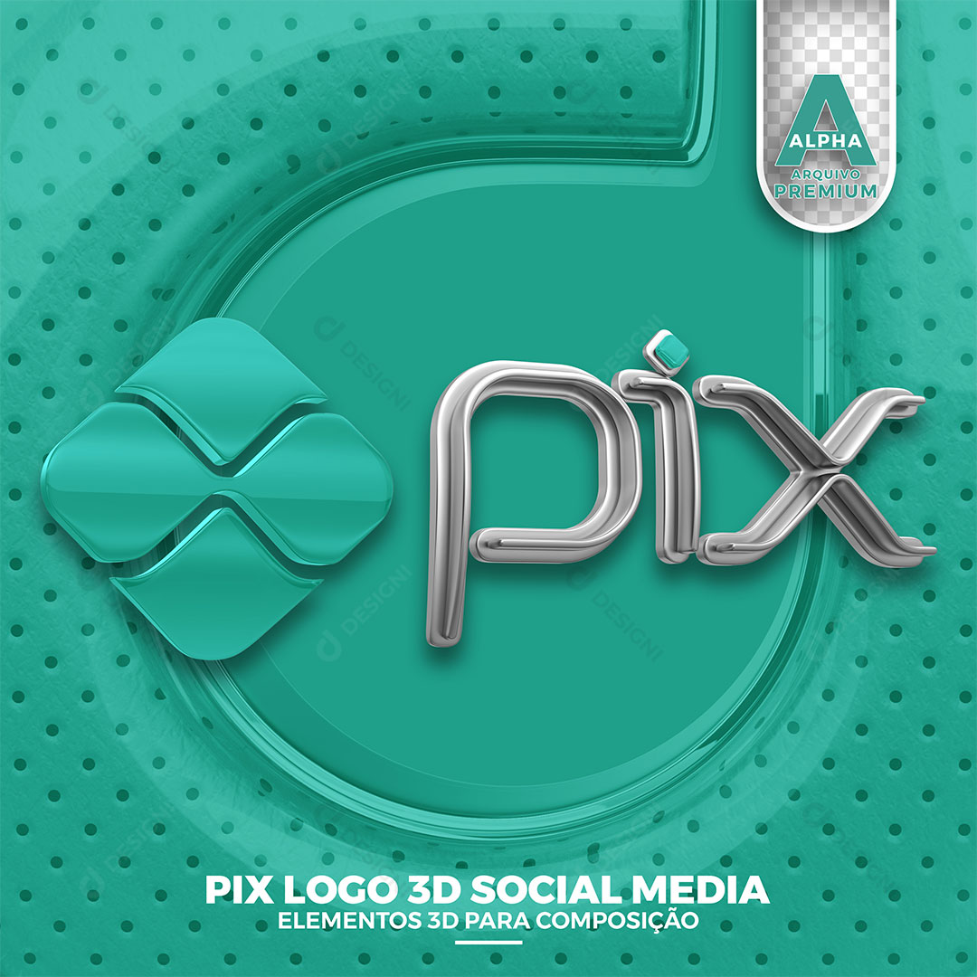 Pix Logo 3D Elemento Para Composição PNG Transparente
