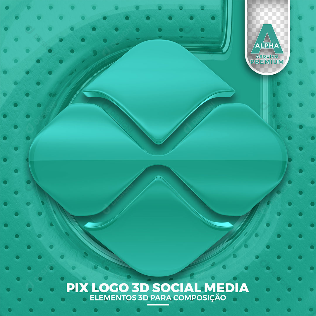 Pix Logo 3D Elemento Para Composição PNG Transparente