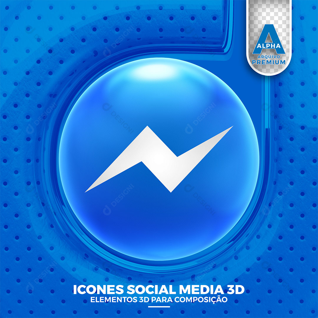 Messenger Facebook Ícone 3D PNG Transparente