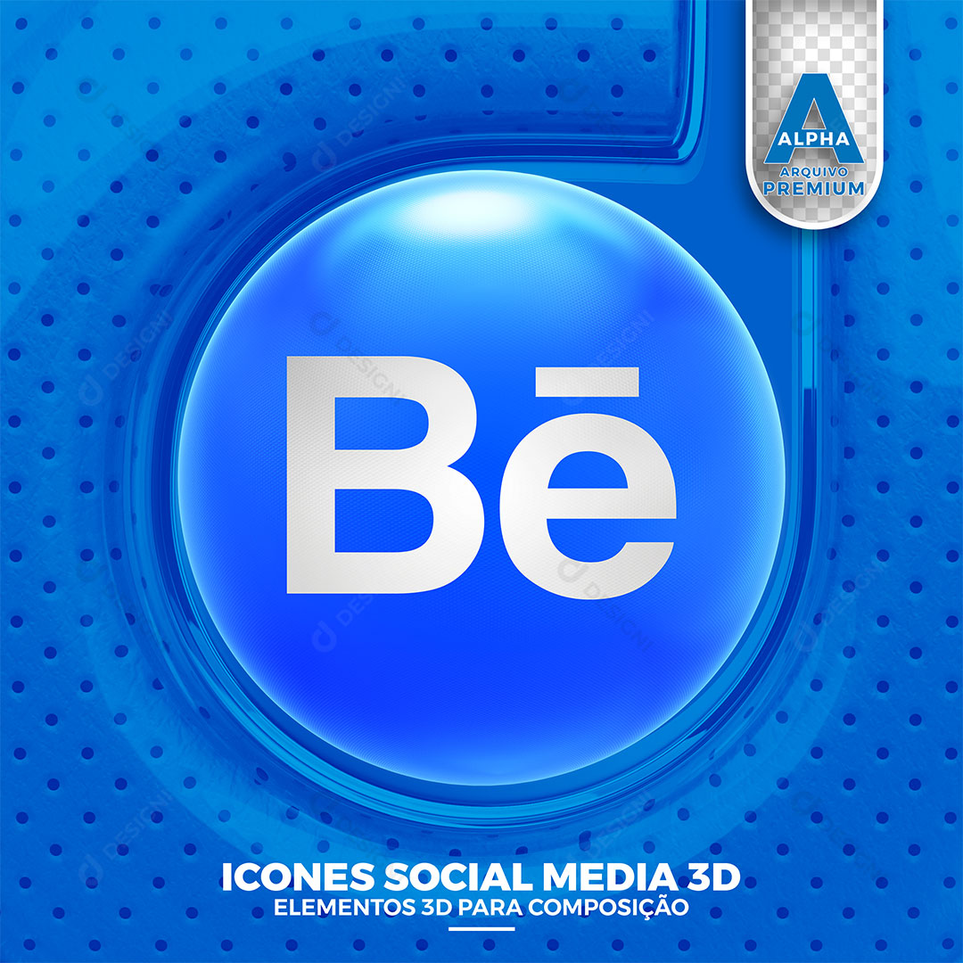Behance Ícone 3D Elemento Para Composição PNG Transparente
