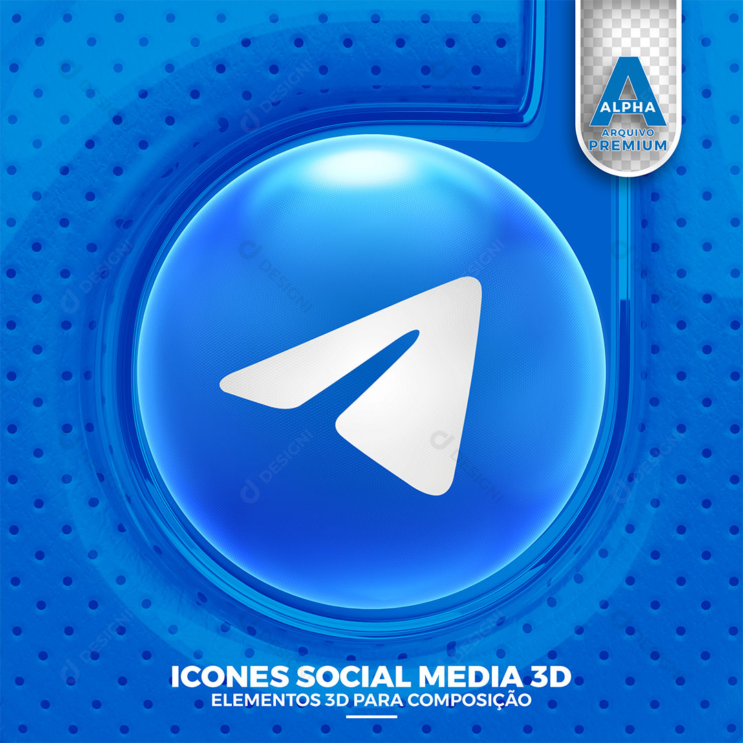 Telegram Rede Social Ícone 3D PNG Transparente