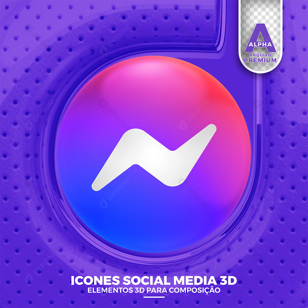 Messenger Facebook Ícone 3D PNG Transparente