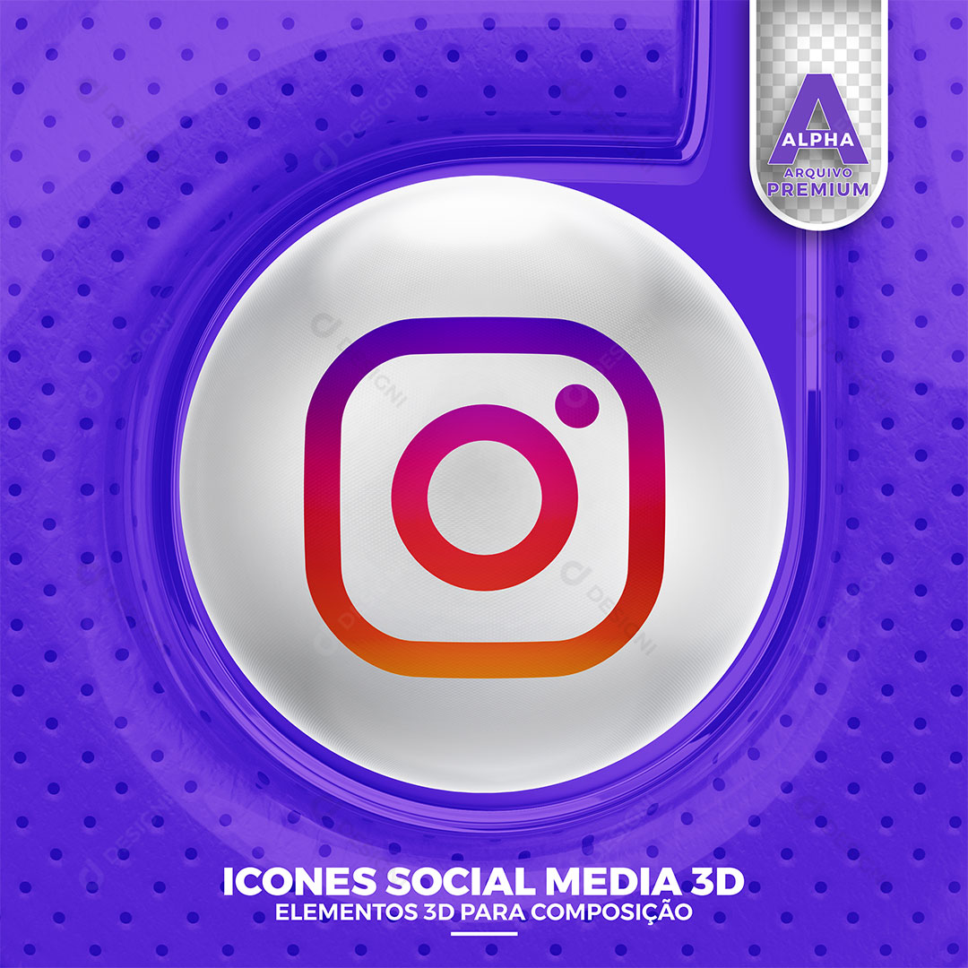 Instagram Ícone 3D Elemento Para Composição PNG Transparente