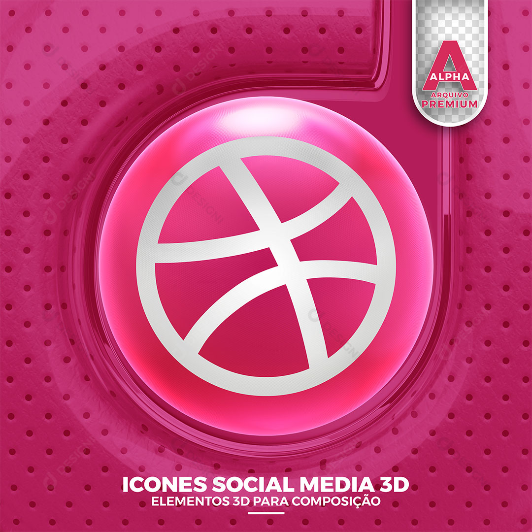Dribbble Ícone 3D Elemento Para Composição PNG Transparente