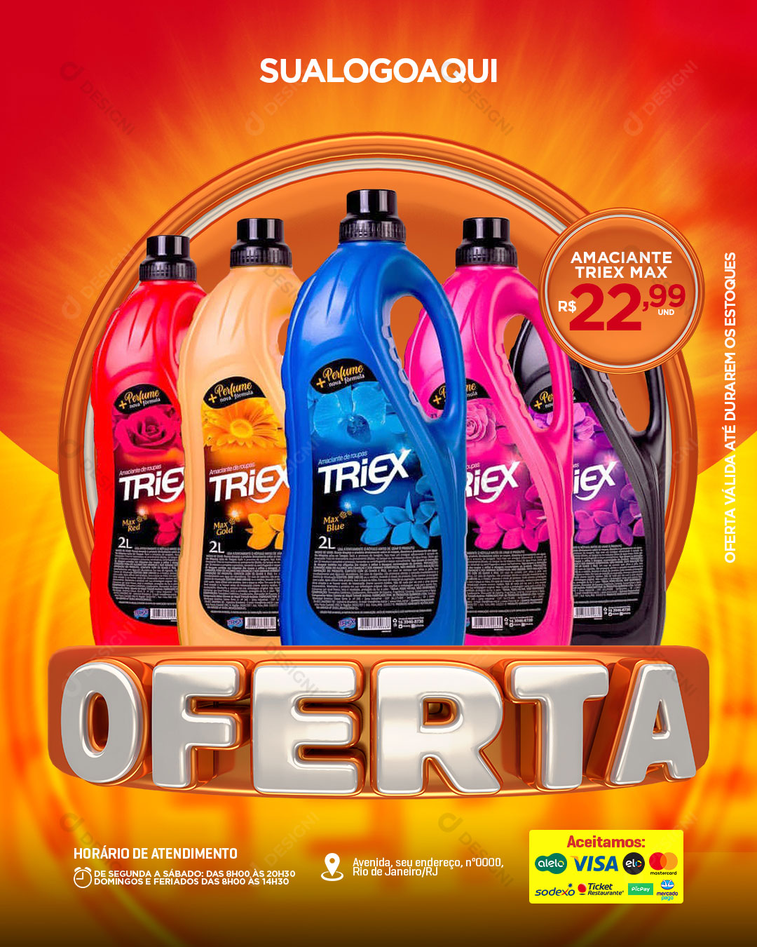 Supermercado Oferta Amaciante Social Media PSD Editável