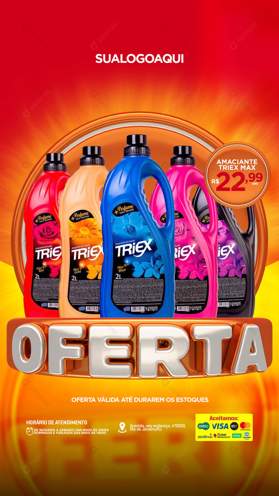 Story Supermercado Oferta Amaciante Social Media PSD Editável