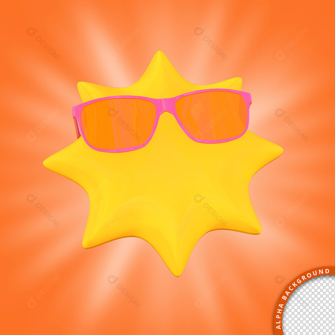 Sol Verão Elemento 3D Para Composição PNG Transparente